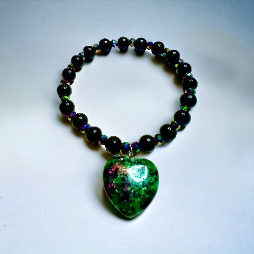 Black Obsidian and Rub Fuchsite Bracelet