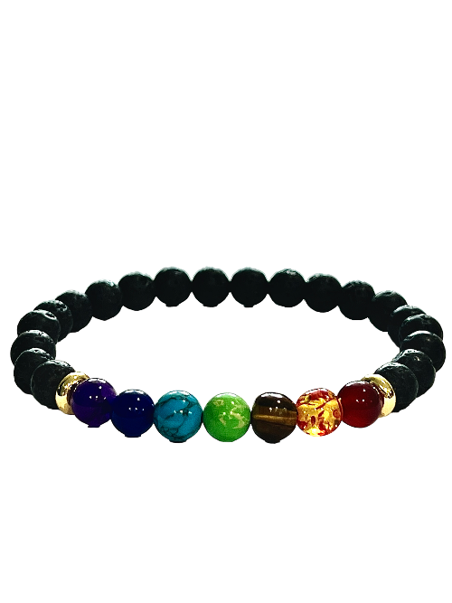 chakra and lava bead braceet