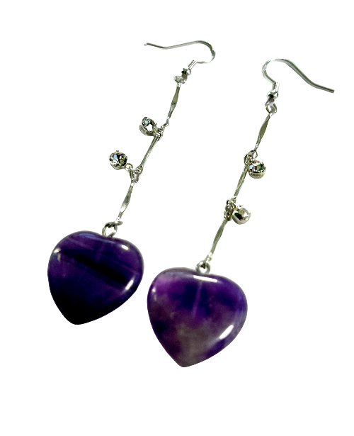 heart shaped amethyst earrings