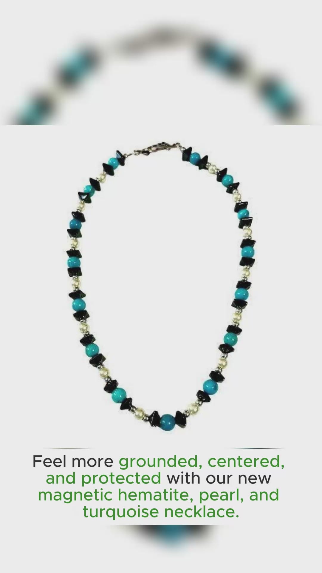 magnetic hematite pearl and turquoise necklace