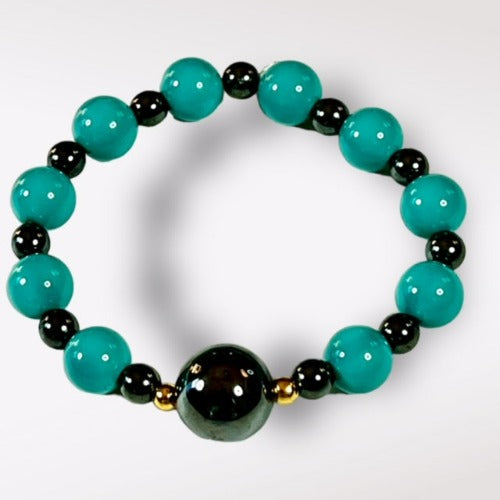 reiki infused hematite and turquoise bracelet