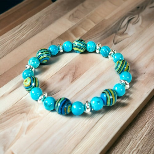 Turquoise and Reconstituted Turquoise Bracelet
