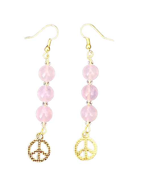 Rose Quartz Peace Earrings