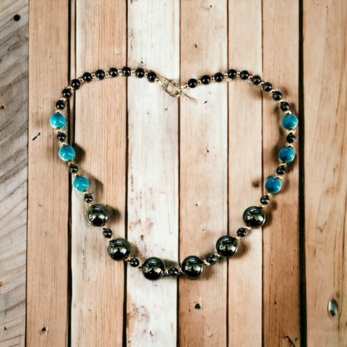 hematite and turquoise necklace