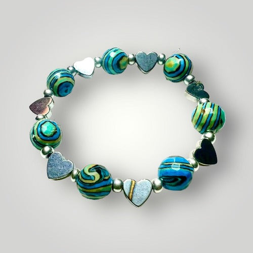 Reconstituted Turquoise and Heart Bracelet