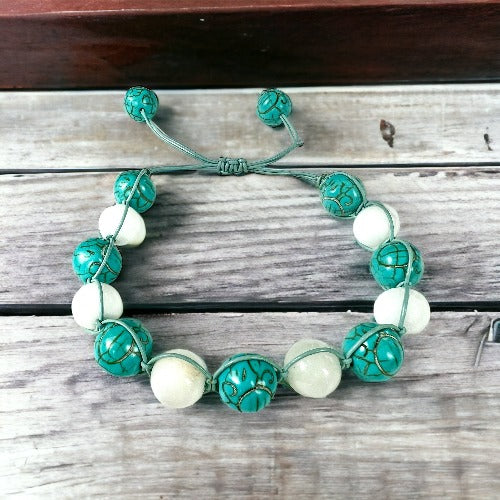 turquoise and white jade bracelet