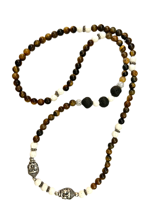 tiger eye and lava bead necklace
