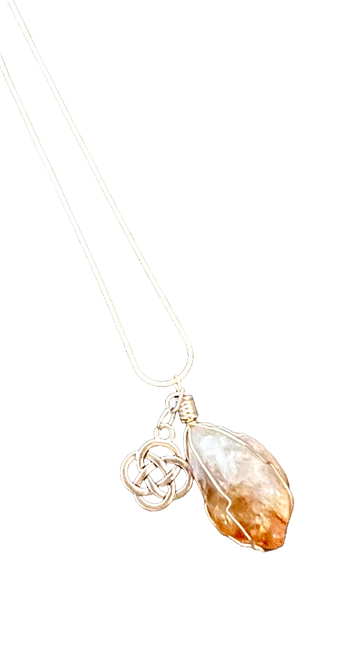 citrine wire wrapped necklace