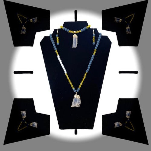 Kyanite, Citrine and Blue Lava Bead Jewelry Set